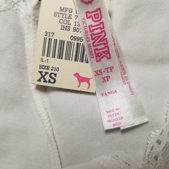 Victoria's Secret PINK Vintage Tanga Panty Cotton Lace NWT Bow - Picture 4 of 10